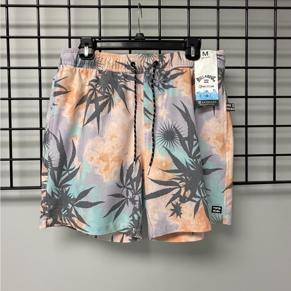 Billabong Men's Pastel Palm Swim Shorts - Peach and Aqua